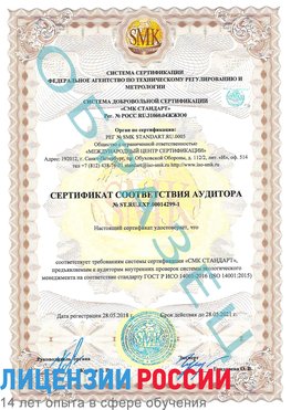 Образец сертификата соответствия аудитора №ST.RU.EXP.00014299-1 Сертолово Сертификат ISO 14001